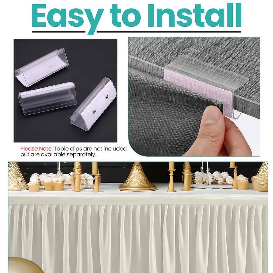 image 1 of Pleated Rectangle Polyester Table Skirt, Decoration Tableware - 21 Feet