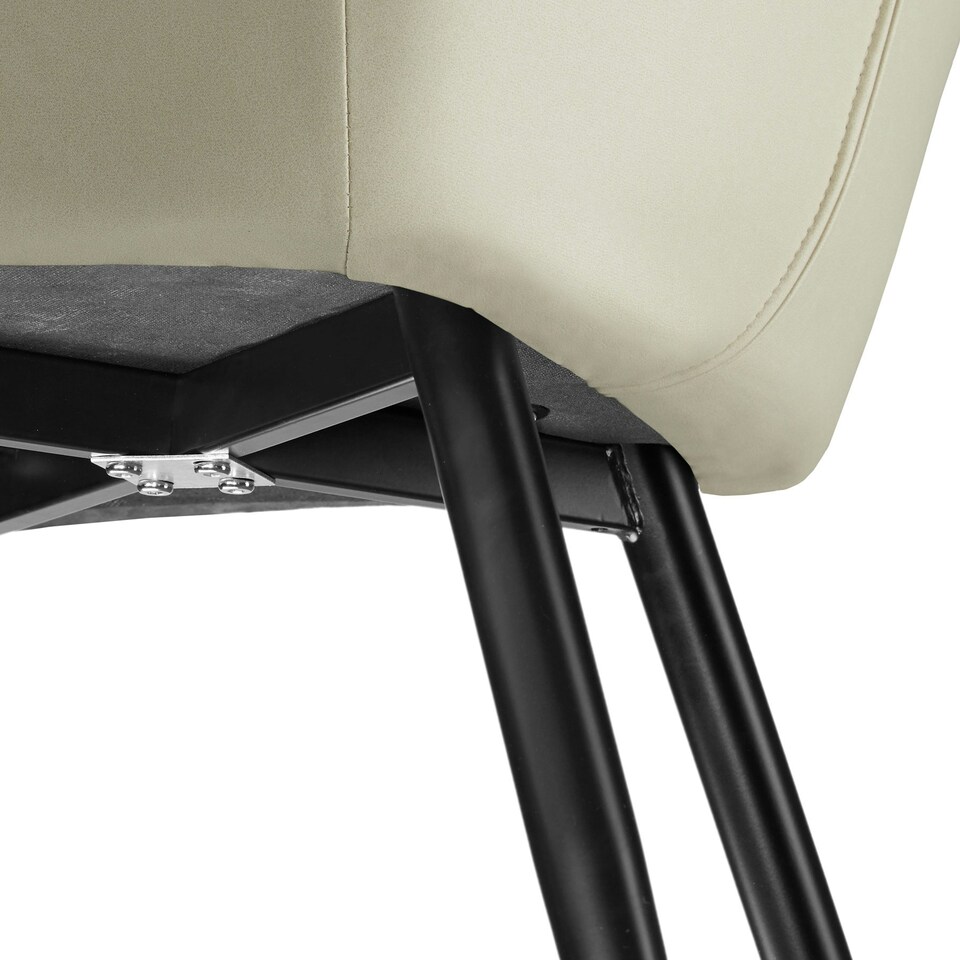 image 1 of Chair Marilyn Set of 8 - with armrests, upholstered, fabric cover, black steel legs Cream | Cream/Black