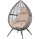 image 2 of Outsunny Garden Egg Chair, Teardrop Outdoor PE Rattan Chair with Full-body Soft Padded Cushion, Grey