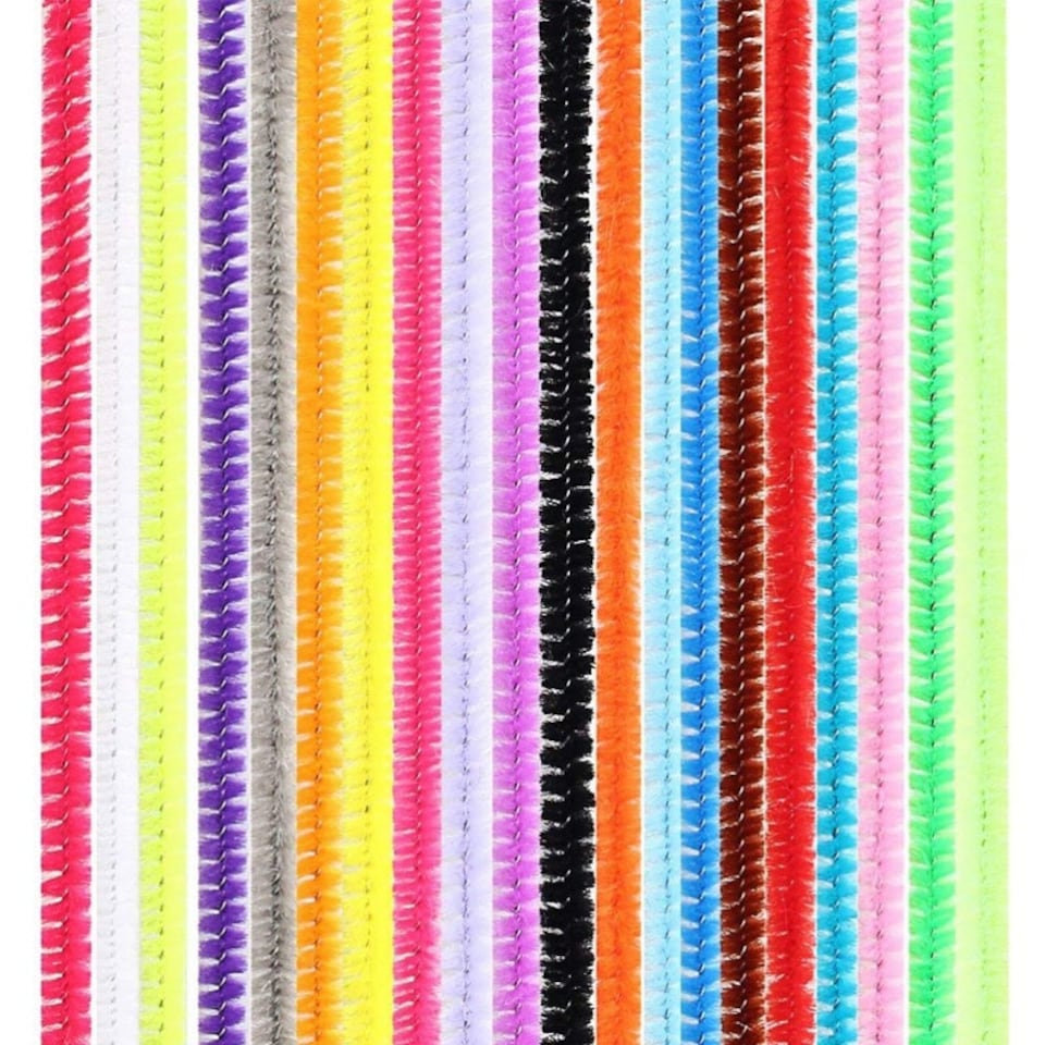 image 1 of Pack of 100 Assorted Colour Chenille Stem Pipe Cleaners 0.6 x 30cm