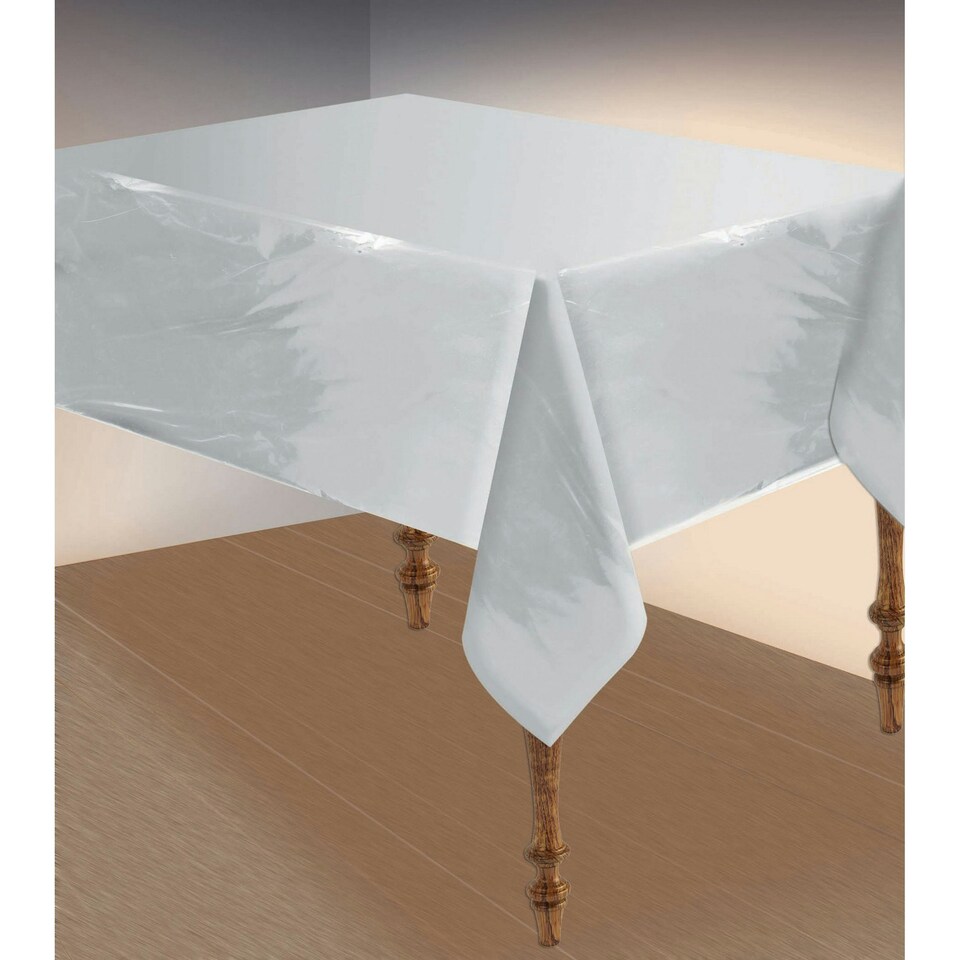 image 1 of Bristol Novelty Metallic Table Cover - Silver - 135x270cm