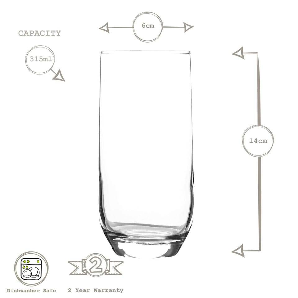 image 1 of LAV Sude Highball Glasses - 315ml - Clear - Pack of 6