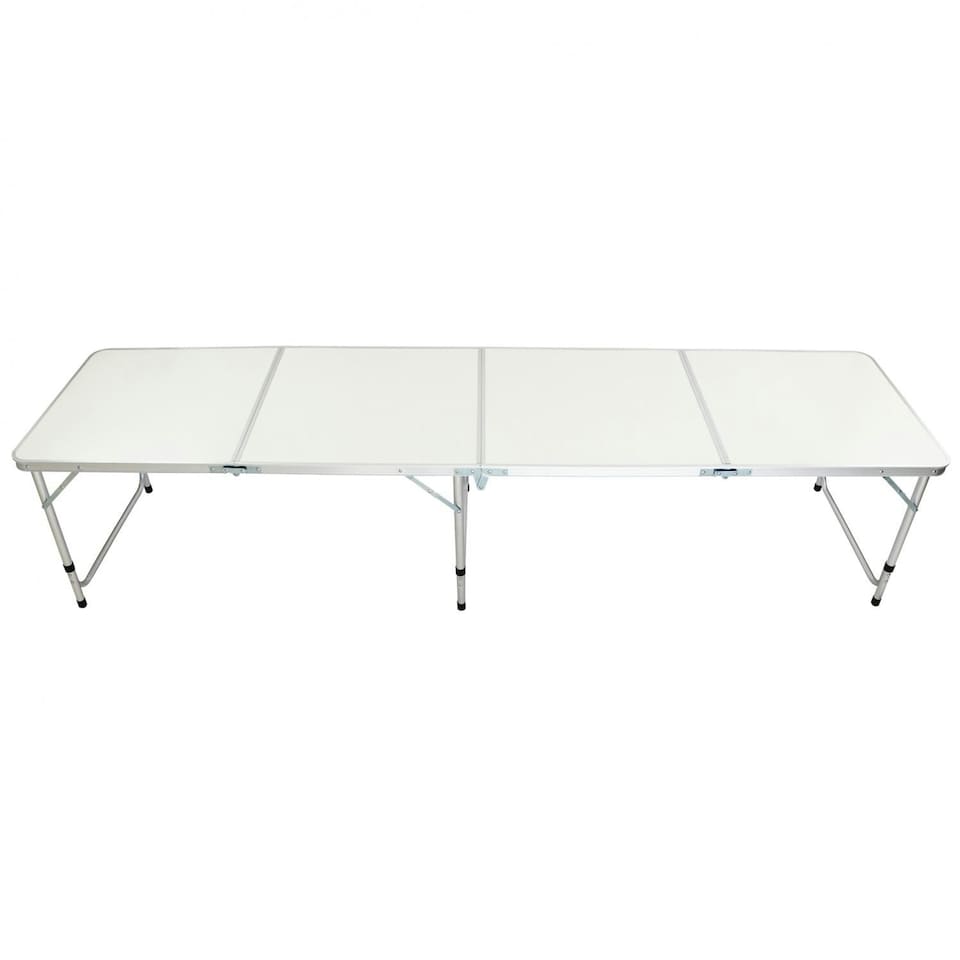 image 1 of Oypla 8ft Folding Outdoor Camping Kitchen Extending Work Top Table White