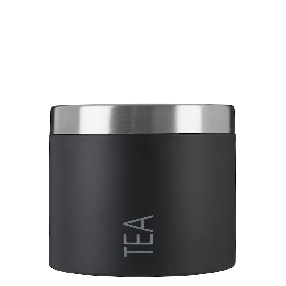 image 1 of Interiors by Premier Black Enamel Tea Canister, Durable Metal Storage Jar With Glossy Finish And Airtight Lid, Keeps Tea Fresh
