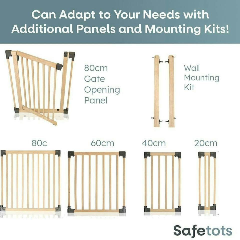 image 1 of Safetots Wooden Multi Panel Room Divider, up to 216cm, Natural Wood, 76cm Tall, Multi Panel Flexible Room Barrier, Room Divider with Door for Baby Cream | Natural