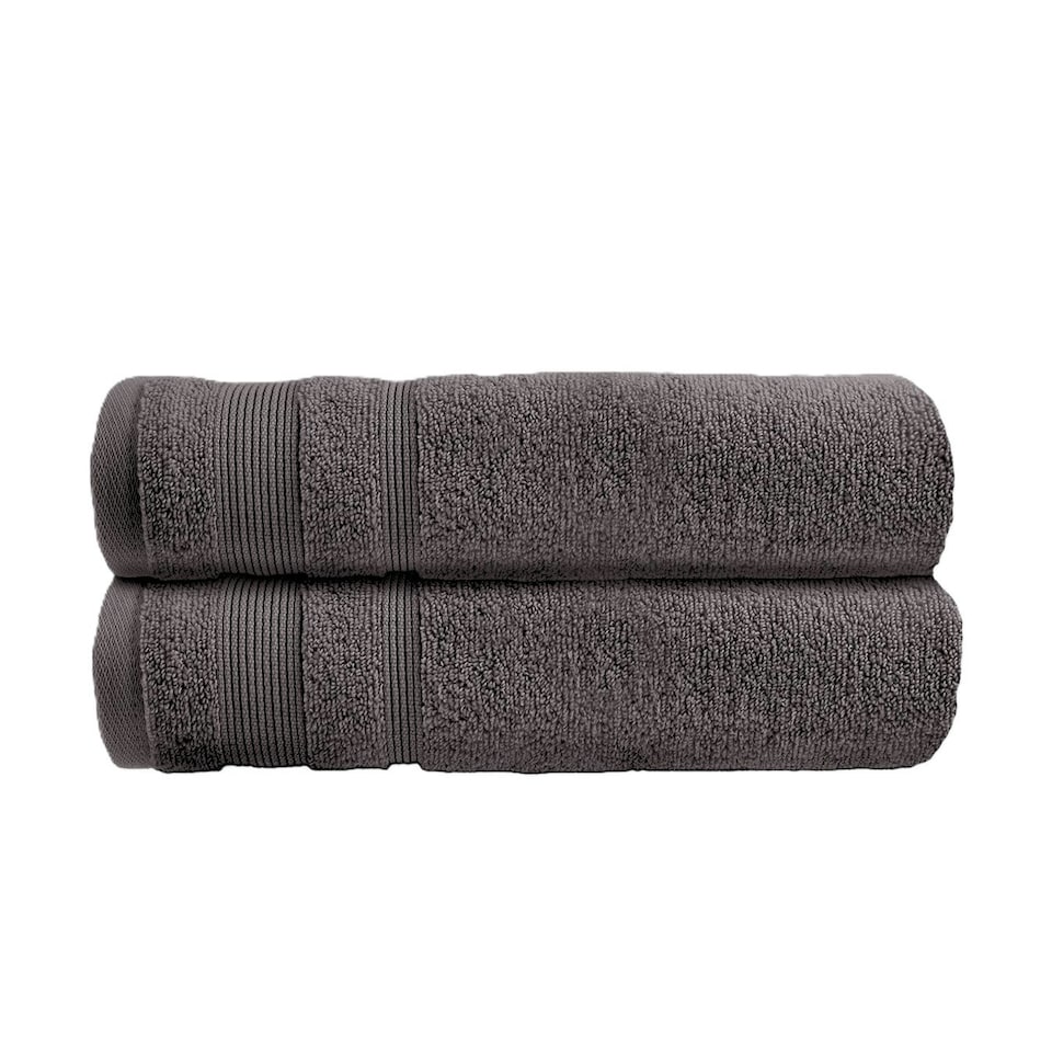 image 1 of Luxury Zero Twist Egyptian Cotton Bath Towels 70 x 120cm - Pack of 2 Grey | Charcoal | Bath towel