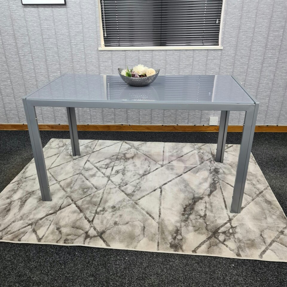 image 1 of Dining Table Grey Glass Kitchen Place for 4 Seats, Dining Table Only (Grey H 75 x L 120 x W 70 cm) Grey