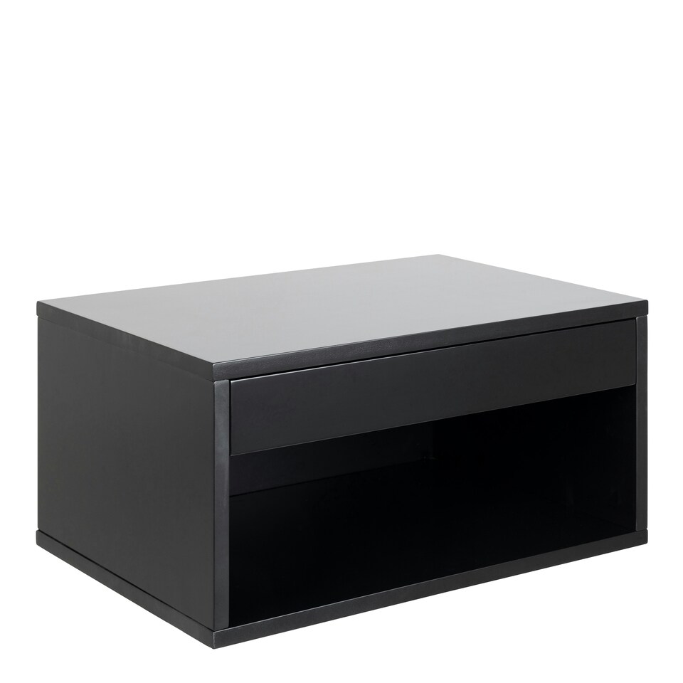 image 1 of Cholet Square Bedside Table with 1 Drawer in Black