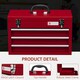 image 3 of DURHAND Lockable 3 Drawer Tool Chest with Ball Bearing Slide Drawers Red | Red | 51L x 22W x 32H cm | 1
