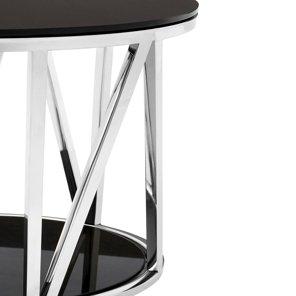image 1 of Interiors By Premier Modern Round Chrome Finish Side Table, Durable Side Table For Livingroom, Tempered Glass Modern Side Table Silver