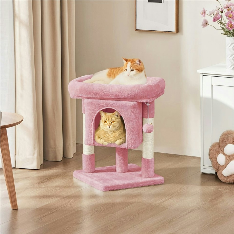 image 1 of Yaheetech 59 cm 2-Level Cat Tree with Condo Pink