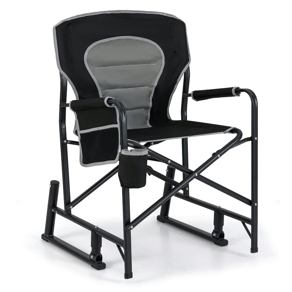 image 1 of COSTWAY Outdoor Rocker Camping Chair Portable Chair | Black