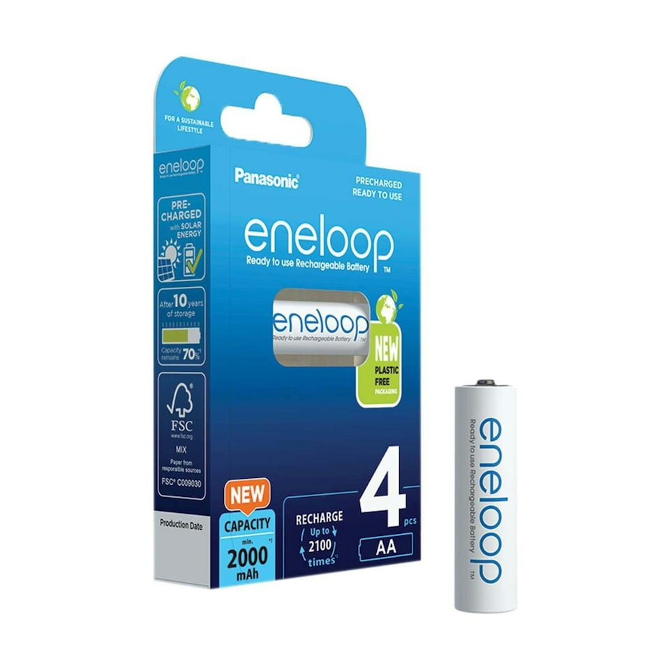 image 1 of Panasonic Eneloop AA 2000mAh Rechargeable Batteries - Pack of 4 AA