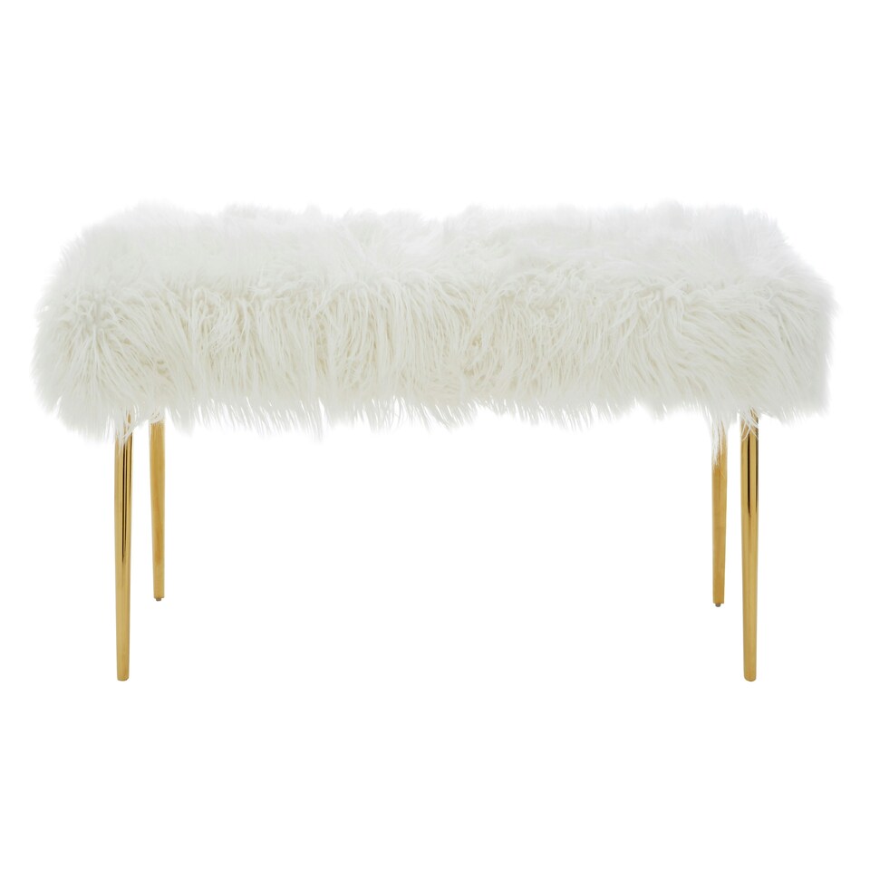 image 1 of Clarence Natural Fur Effect Bench White