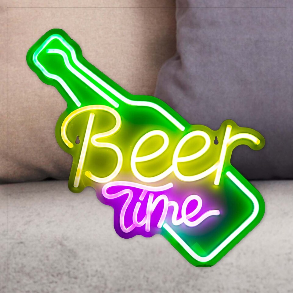 image 1 of vfm-estore Beer Time Neon Light USB Powered Multi-colour - 48cm x 28cm