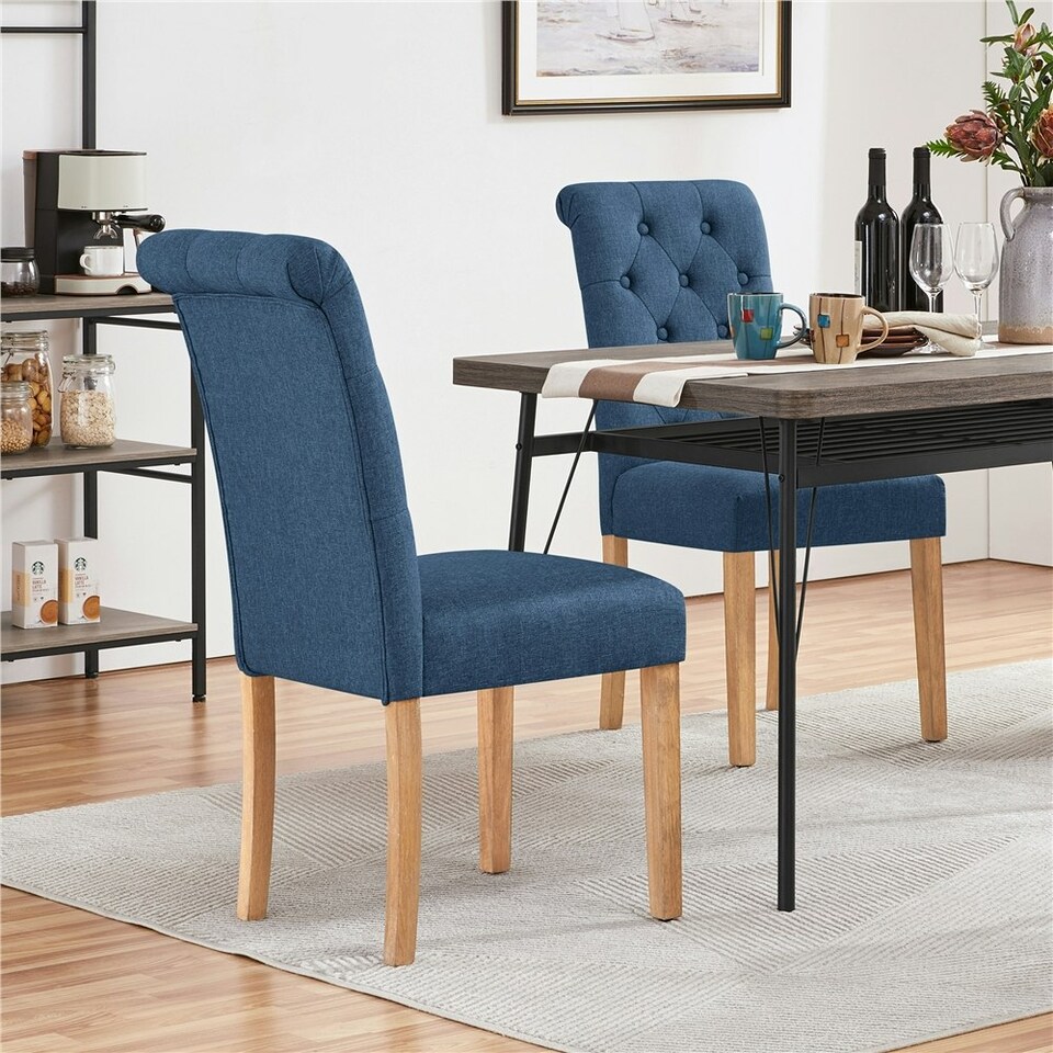 image 1 of Yaheetech Set of 2 Classic PU Leather Dining Chairs Blue