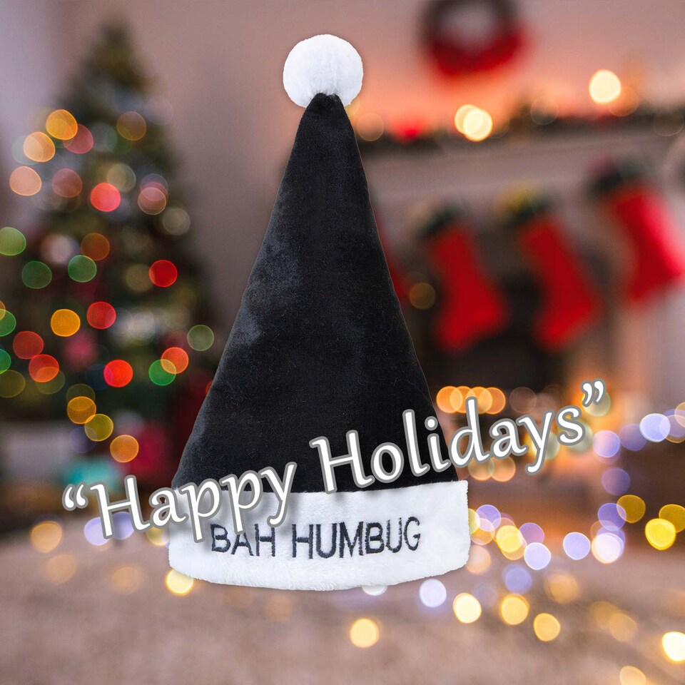image 1 of vfm-estore Santa Hat Bah Humbug Christmas Hat - 30cm x 42cm Black