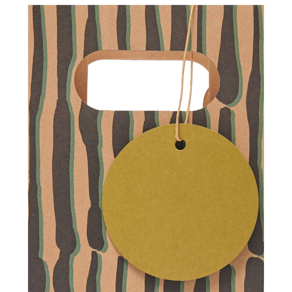 image 1 of Multipack of 3 Bottle Gift Bags | Party Bags for Presents | Birthdays/Thank You | For Him/Her/Friend | Eco Block Print Design Brown