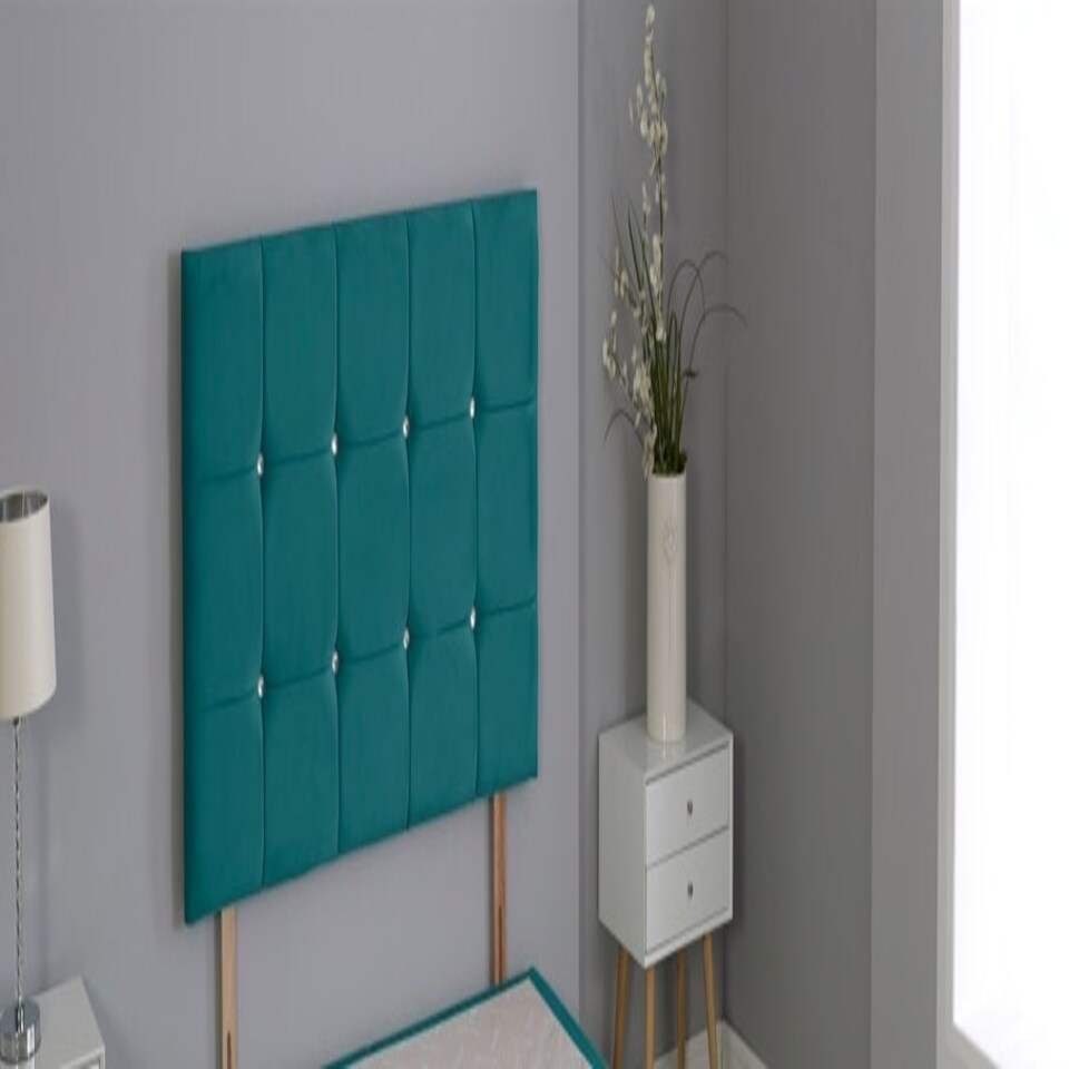 image 1 of Green Plush Velvet Cube Headboard Green | 2FT6 Small Single 20"inch Headboard