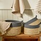image 2 of Seagrass Grey Stripe Basket Grey | Stripe