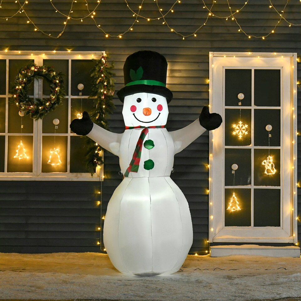 image 1 of HOMCOM 6.5ft Inflatable Snowman Xmas Airblown Holiday Decoration Outdoor