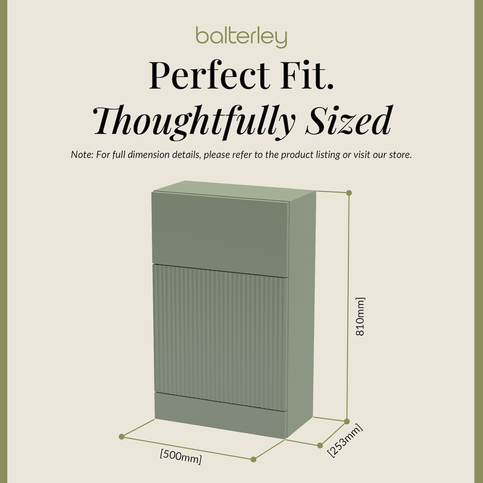 image 1 of Contemporary Fluted 500mm Floor Standing WC Unit, Satin Green | Green | Satin Green | 253 x 500 x 810mm