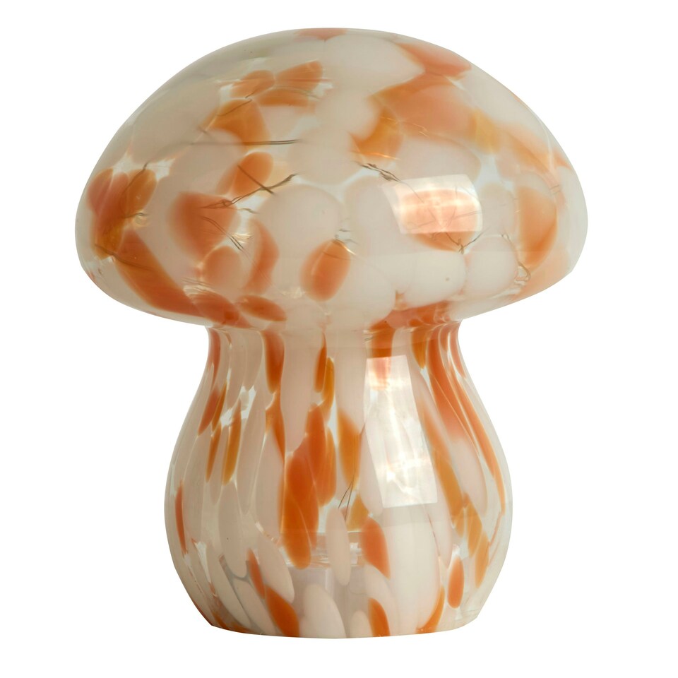 image 1 of LED Glass Mushroom Lamp - Coral Orange