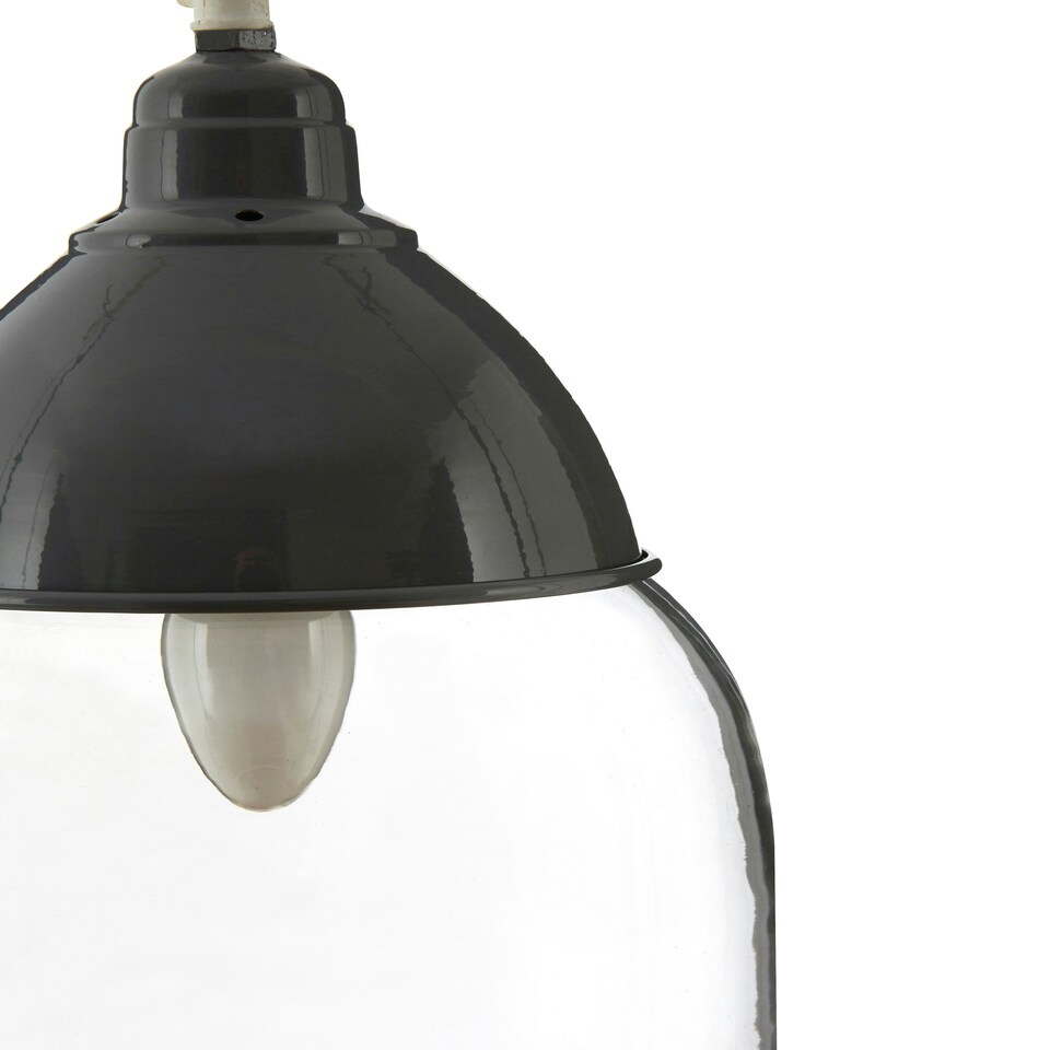 image 1 of Interiors by Premier Grey Glass and Iron Pendant Light