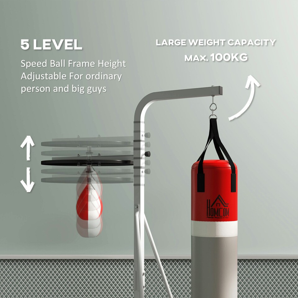 image 1 of HOMCOM Punchbag & Speedball Boxing Station Frame Freestanding