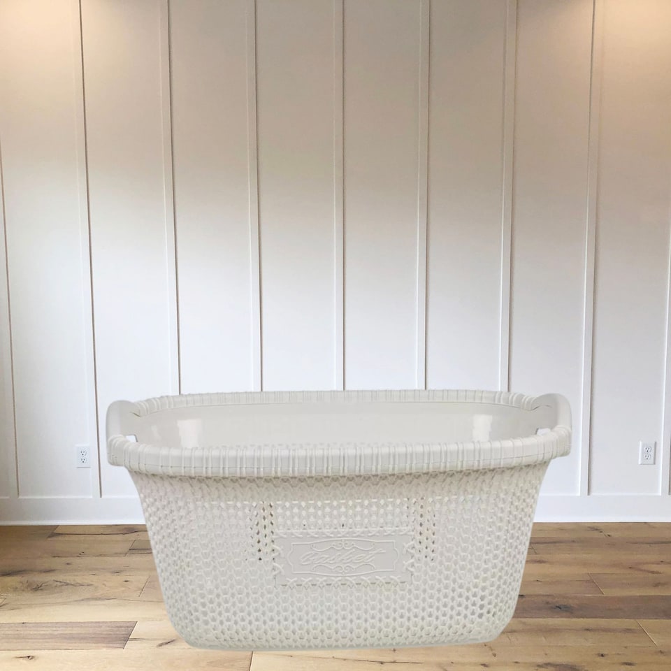 image 1 of 30L Violetta Laundry Baskets with Handles | White | 1