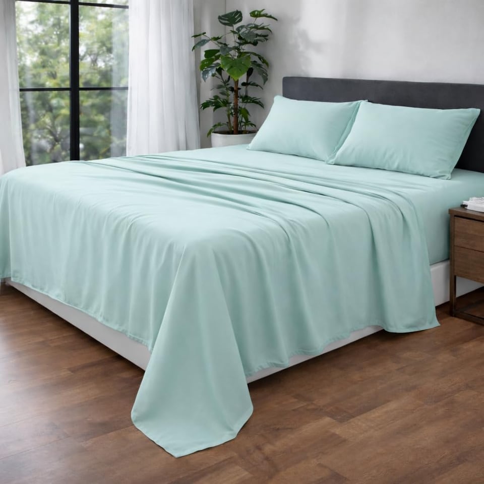 image 1 of HOMES-LINEN Microfibre Flat Sheet Easy Care Bed Sheet