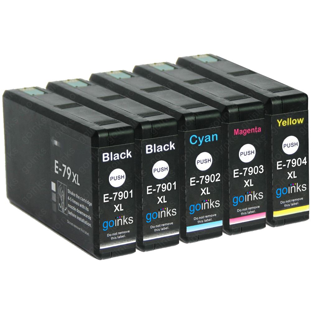 1 Go Inks Set of 4 + extra Black Ink Cartridges to replace Epson T7906+7901 (79XL Series) Compatible / non-OEM for Epson WorkForce Pro Printers (5 Ink