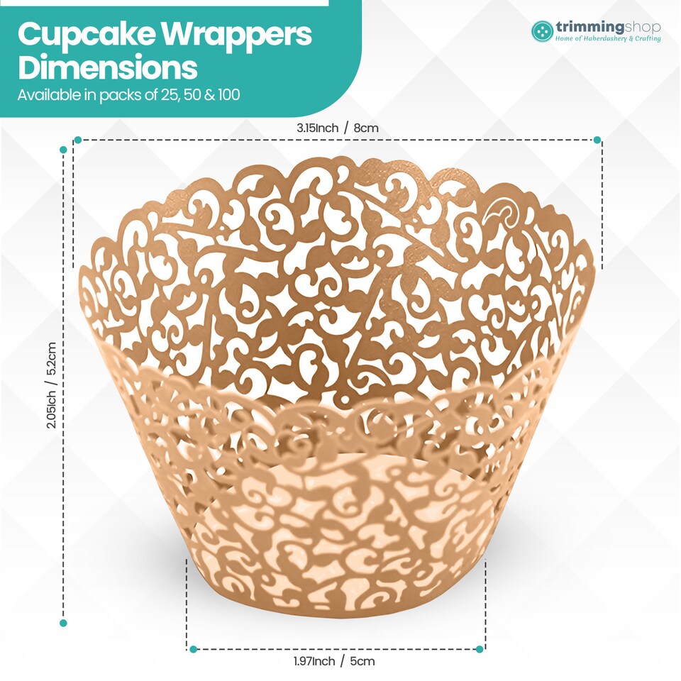 image 1 of Cupcake Wrappers Laser Cut Floral Design Paper Cup Holders - 25pcs