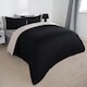 image 2 of OHS Microfibre Reversible Plain Duvet Cover and Pillowcase Set, Double - Black/Natural
