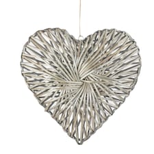 Small Wicker Heart Wreath Grey Wash Finish | Brown | Natural