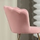image 8 of HOMCOM Accent Chair, Velvet Armchair with Lotus Backrest, Steel Legs, Pink