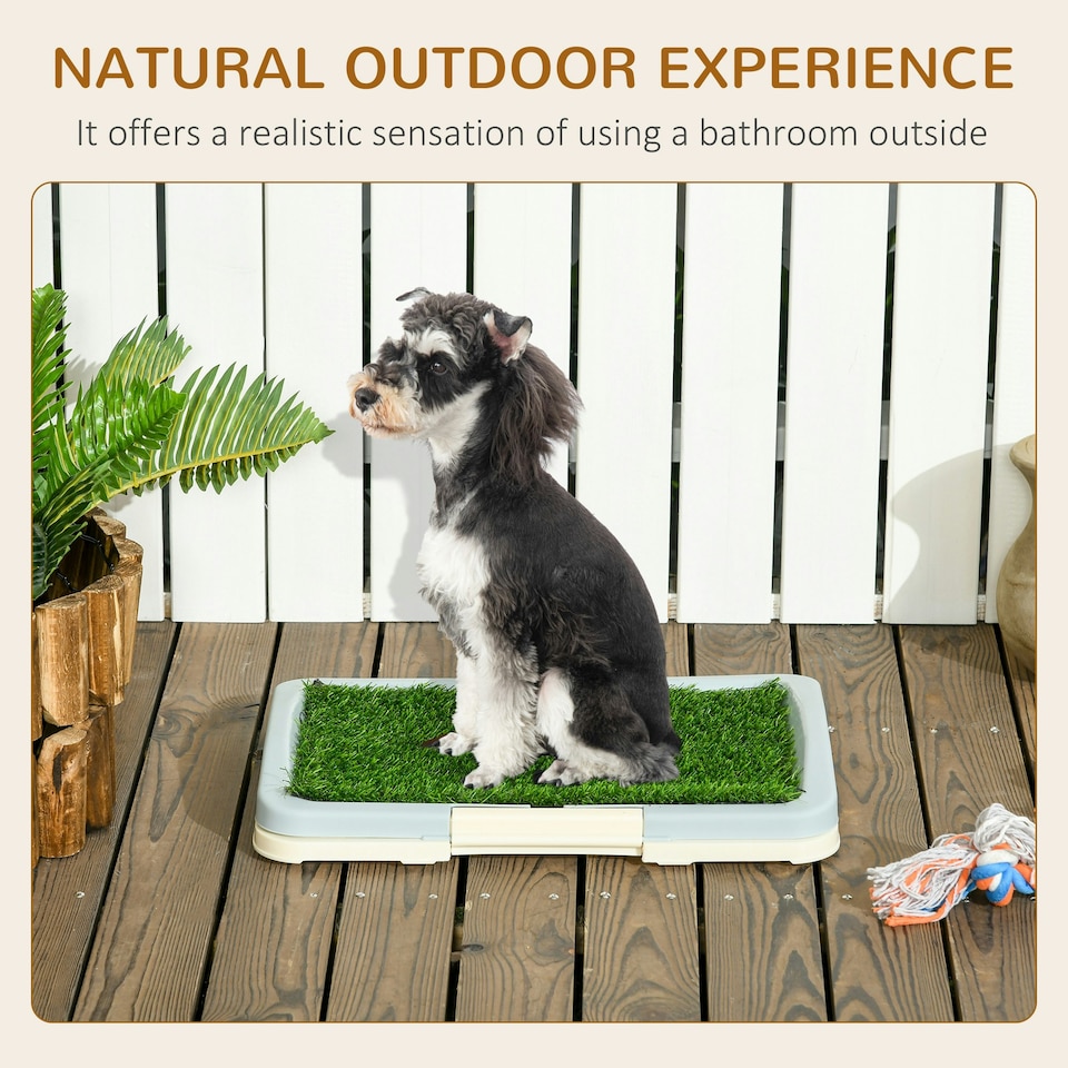image 1 of PawHut Dog Toilet Indoor w/ Artificial Grass, Grid Panel, Tray, 46.5 x 34cm