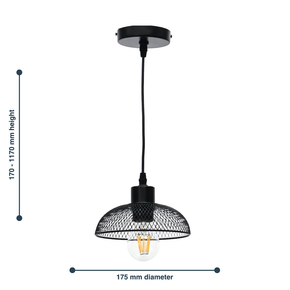image 1 of Cassidy - Small Black Mesh Ceiling Pendant Light | Black | 1