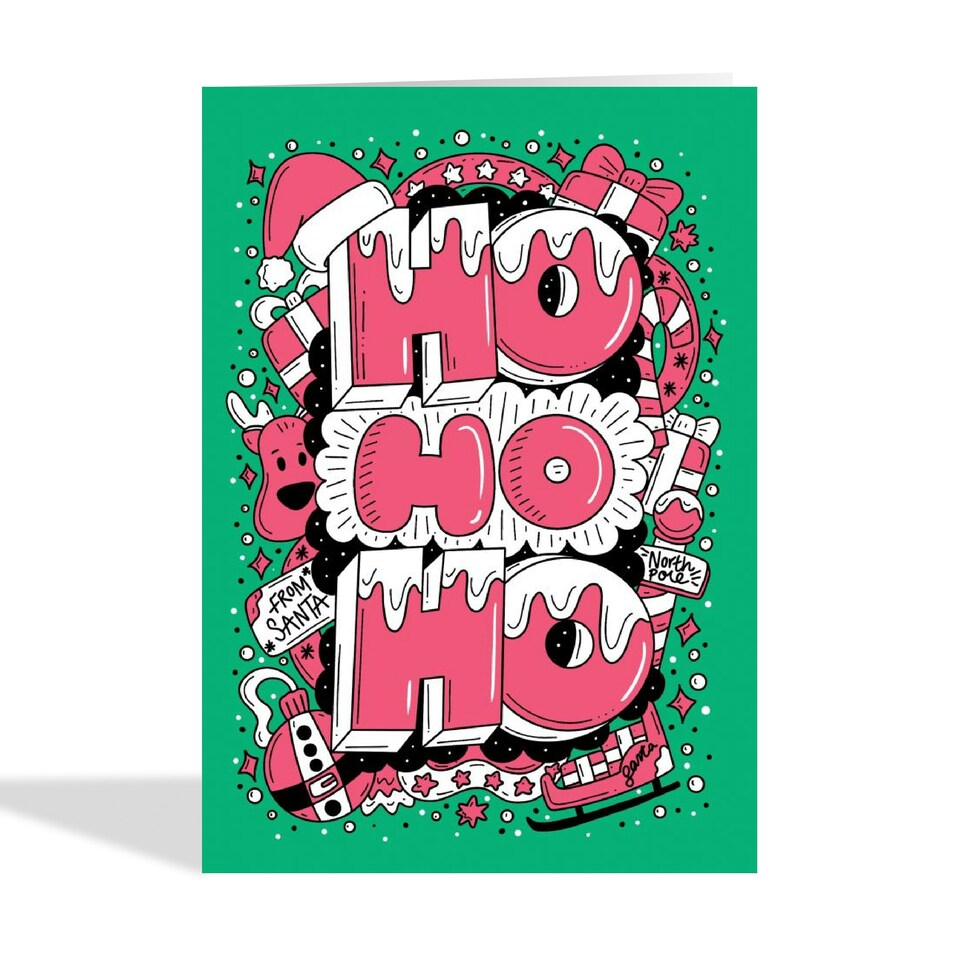 image 1 of Arty Ho Ho Ho Christmas Card