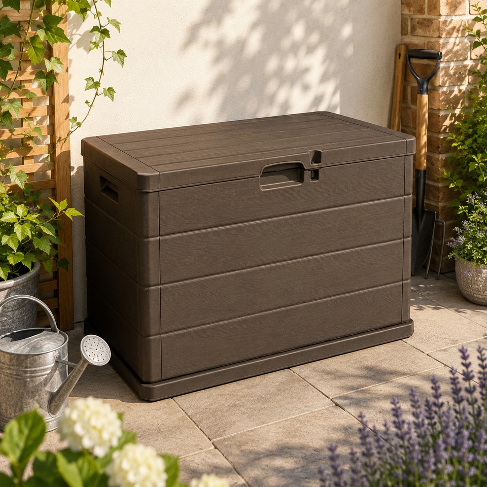 image 1 of 200L Large Lockable Outdoor Garden Storage Box Heavy Duty Patio Cushion Chest
