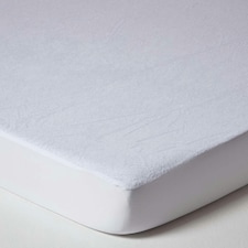 Homescapes Terry Towelling Waterproof Mattress Protector - Small Double | White | Small Double