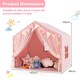 image 2 of COSTWAY Kids Play Tent 3-4 Kids Large Play Tent House w/Screen Curtains-Pink