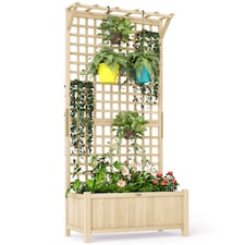 Outsunny Wood Planter with Trellis for Climbing Plants Vines Planter Box Brown