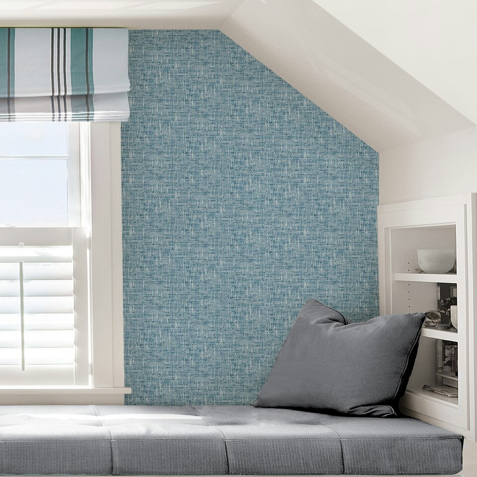 image 1 of NuWallpaper NU2918 Navy Poplin Textured Peel & Stick Wallpaper, Navy Multi