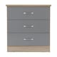 image 3 of Nevada 3 Drawer Chest - L40 x W81 x H70.5 cm - Grey Gloss/Light Oak Effect Veneer