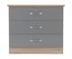 image 3 of Nevada 3 Drawer Chest - L40 x W81 x H70.5 cm - Grey Gloss/Light Oak Effect Veneer