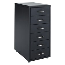 Living and Home Vertical File Cabinet with 6 Drawers - Black