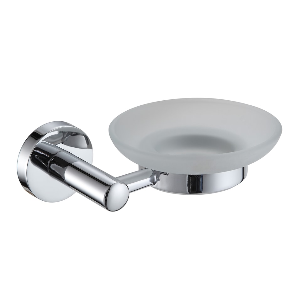 image 1 of Showerdrape Modernity Chrome Stainless Steel Wall Mounted Frosted Glass Soap Dish | Silver | 1