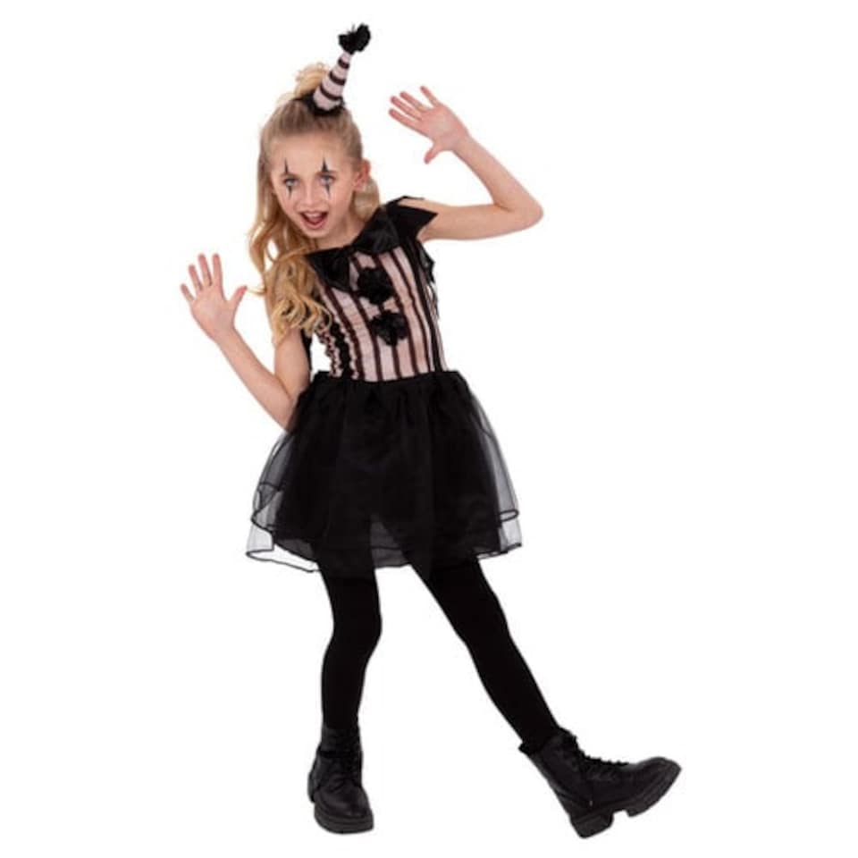 image 1 of Dark Vintage Clown Girls Fancy Dress Costume Kids Small - Age 4-6