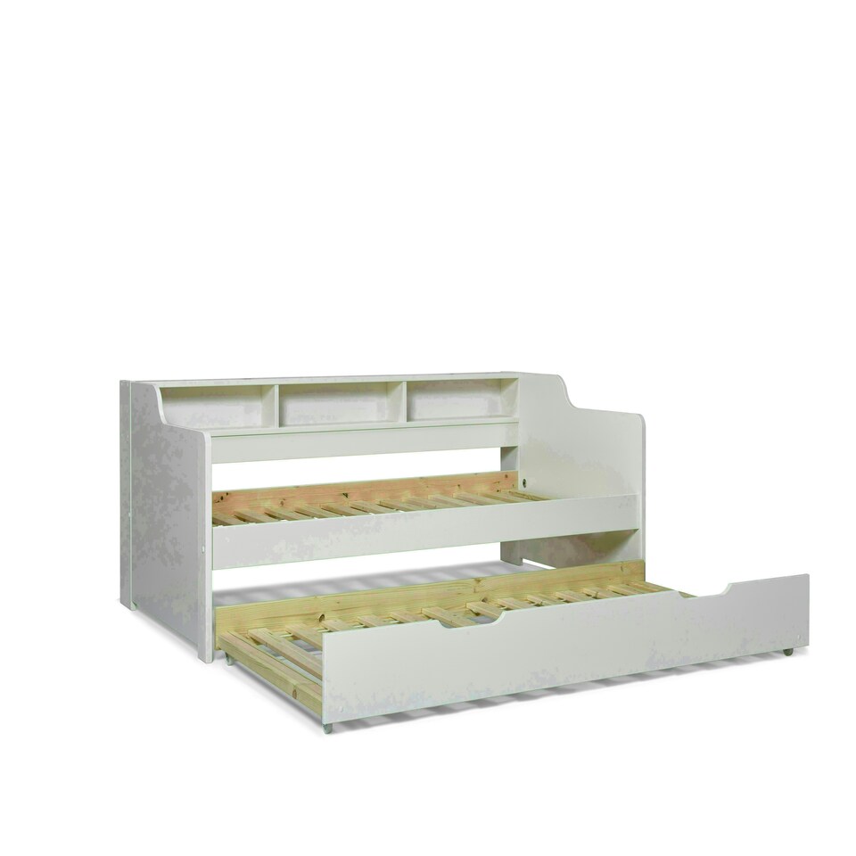 image 1 of Tyler White Guest Bed And Trundle With Ethan Spring Mattresses